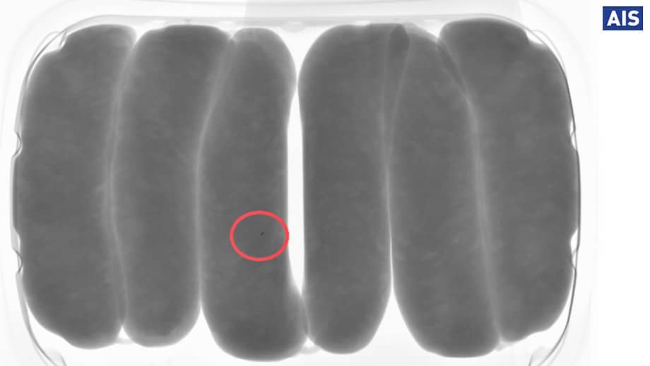 High resolution x-ray of contaminant in meat product